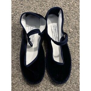 DROGHERIA CRIVELLINI Mary Jane BLUE VELVET Flat SOFT Shoes 38 EU [Size 7 US]